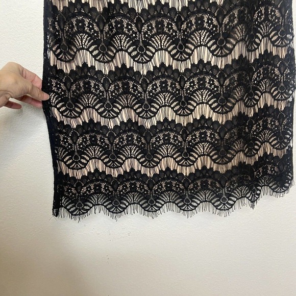 Jessica Howard Black Lace Nude Lining 3/4 Sleeve Dress 8 - Picture 6 of 11